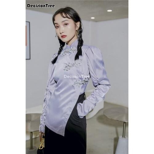 2021 chinois tops camisa china mujer costume cheongsam blouse vetement tea suit dress traditional chinese clothing women shirt