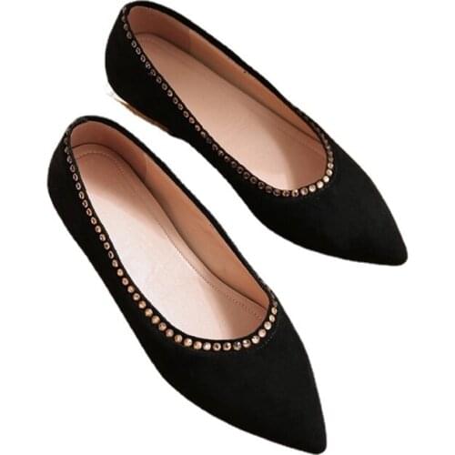 2021Sweet Fashion Women Pointed Toe Shallow Flat Shoes Breathable Ladies Lazy Loafers Casual Female Footwear Plus Size32-44 953