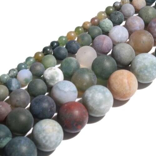 6-12mm Round Matte Frost Green Indian Agates Beads For Jewelry Making Beads Bracelets 15'' Needlework DIY Beads Trinket Gift
