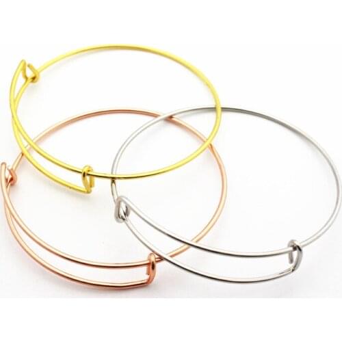 6pcs/lot silver Golden Rose Gold ginger snap button adjustable expandable bangle bracelets for 18mm diy snap Pendant jewelry