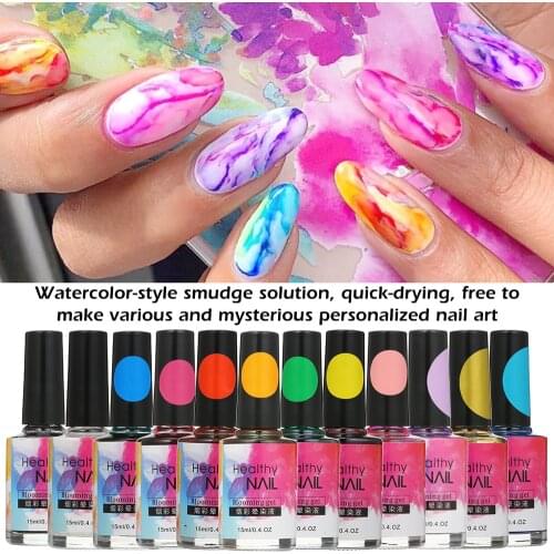 12 Colors 15ml Watercolor Nail Polish Nail Art Tool Blooming Nail Gel Manicure Decor Smoke Effect Bubble Varnish Manicure Tools