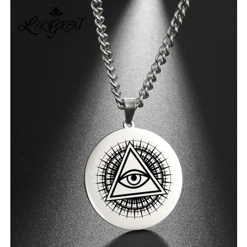 Eye of Horus/Ra Witchy Talisman Amulet Pendant Necklace Illuminati Masonic Egyptian Magical Protection Stainless Steel Necklaces