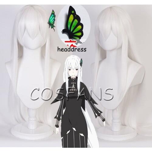 Anime Re:Zero Starting Life in Another World Echidna Cosplay Wigs Women Long Hair Wigs Bow headdress 120cm Cos Prop Halloween