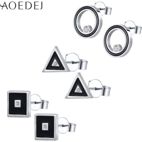 AOEDEJ Mens Punk Stud Earrings 316L Stainless Steel Earrings Hip Hop Round Earrings Rock Roll Jewelry Accessories