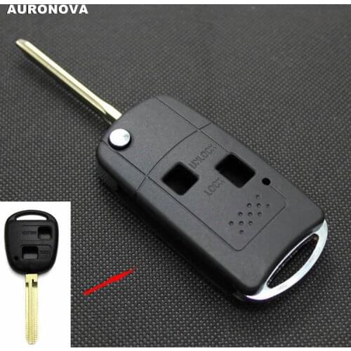 AURONOVA New Upgrade Flip Folding Key Shell for Toyota Camry Prado Land Cruiser 2 Buttons Modified Remote Car Key Case