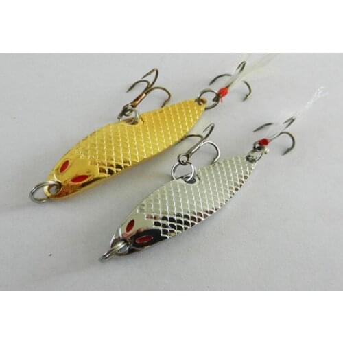 2Pcs Metal Spinner Spoon Fishing Lure 10g Hard Baits Noise Sequin with Feather Treble Double Hook Fishing Tackle