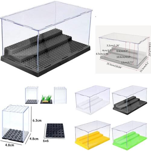3 Steps Acrylic Plastic Display Collection Showcase Box Dustproof Case Minifigures Display Base Blcoks Compatible Small Brick
