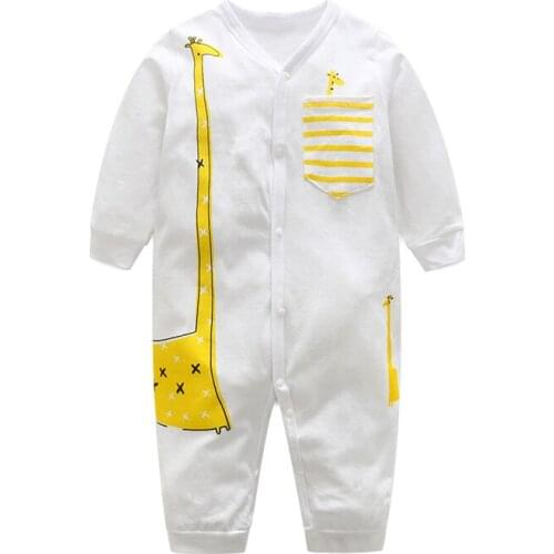 High Quality Baby Suit Cartoon Giraffe Long Sleeve Boys Girls Baby Rompers Cotton Soft O-Neck Infant Newborn Spring Jumpsuit