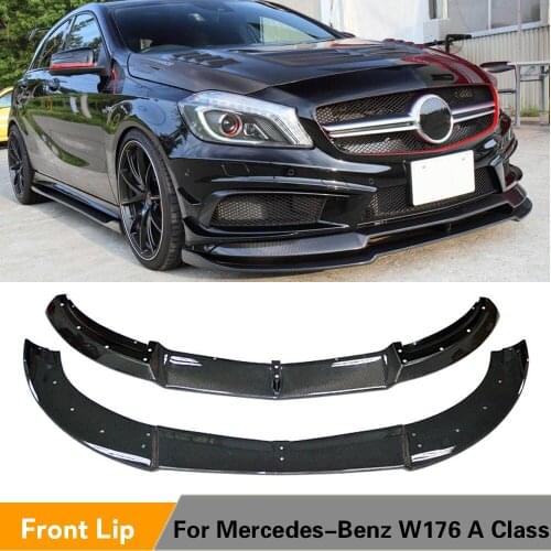 Double-deck Carbon Fiber Material Front Shovel Bumper Lip For Mercedes-Benz W176 A Class Sport A45 AMG A250 A260 2013 - 2018