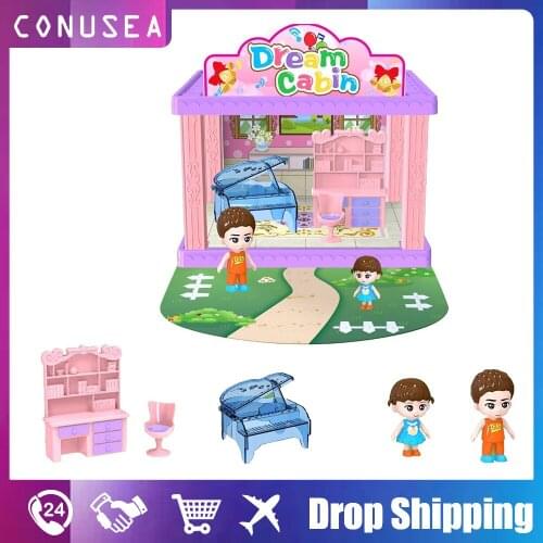 DIY Girls toy story dolls house with furniture accessories stairs pets dress up toy house suitable for toddlers dollhouse