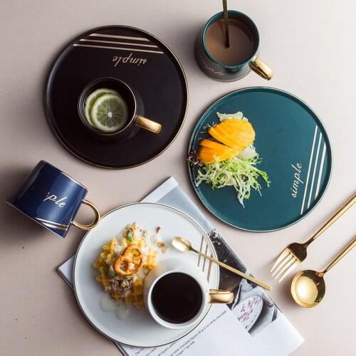 Ins Jianou ceramic coffee cup creative round cup and dish set Hotel Western Restaurant cup set coffee coffee accessories