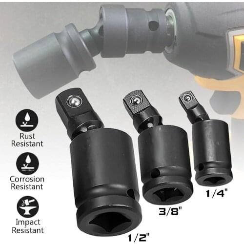 3Pcs Set Car Air Impact Socket Tool High Quality 1/2" 3/8" 1/4 Inch Drive Swivel Universal Joint Air Impact Socket Set