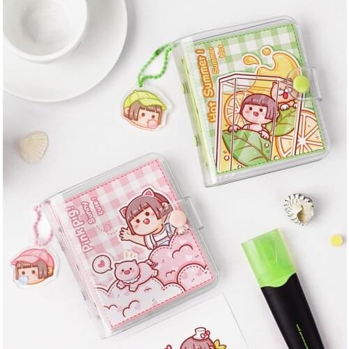 Korean Stationery Mini Transparent 3 Hole Binder Spiral Diary Notebook Creative Cartoon Portable Journal Notebook Agenda Notepad