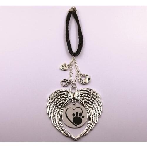 Paw print in my heart leather chain rearview mirror Christmas tree pet loss pet owner dog lover