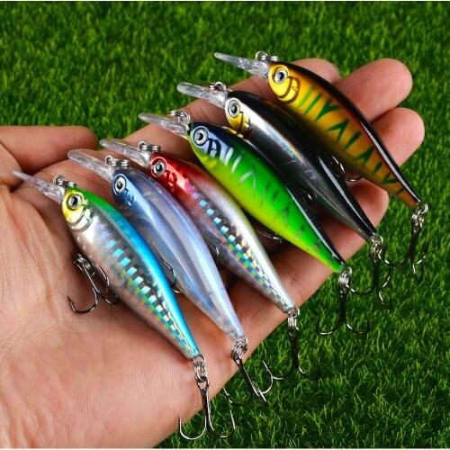 LINGYUE Sinking Minnow Bait Rattling Pesca Hard Plastic Wobbler 75mm 6g 3D Eyes Fishing Lures For Bass Pike