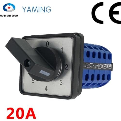 LW26-20/5 DIY 20A 0-5 Positions 5 Poles Changeover Power Selection Rotating Control Circuit Signal Control Cam Switch