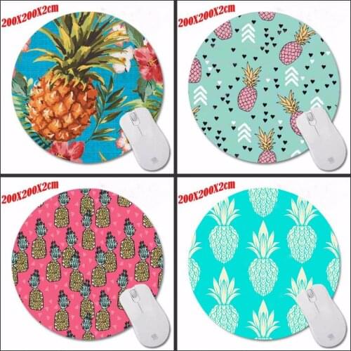 Mairuige Colorful Pineapple DIY Custom Design Durable Anti-slip Silicone Round Gaming Mouse Pad Computer Mause Mat