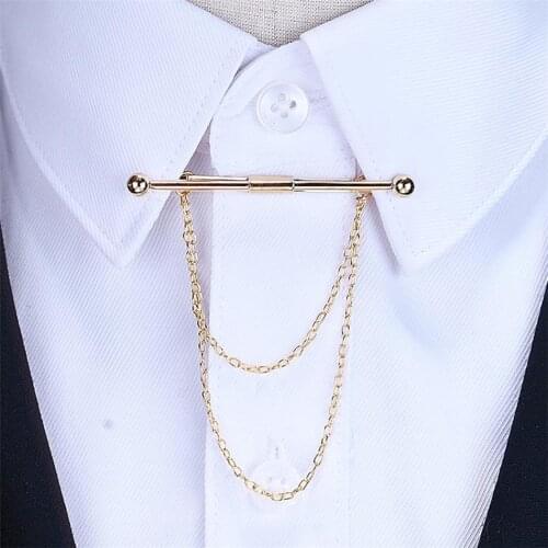 PENGBIN Men Collar Pin Necktie Clip Bar Chain Shirt Collar Pin Wedding Gift Suit Brooch Lapel Pin Clothing Accessories