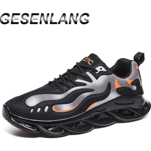 Autumn Mens Walking Shoes Stylish Flame Pattern Breathable Mesh Light Soft Casual Shoes Anti-Slip Durable Outdoor Male Sneakers