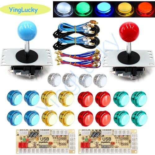 DIY arcade game kit with arcade button led sanwa joystick USB zero delay encoder