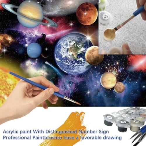 Blue planet stellar solar system DIY Painting By Numbers Kit Coloring By Numbers Picture Numbers Home Decors House #W