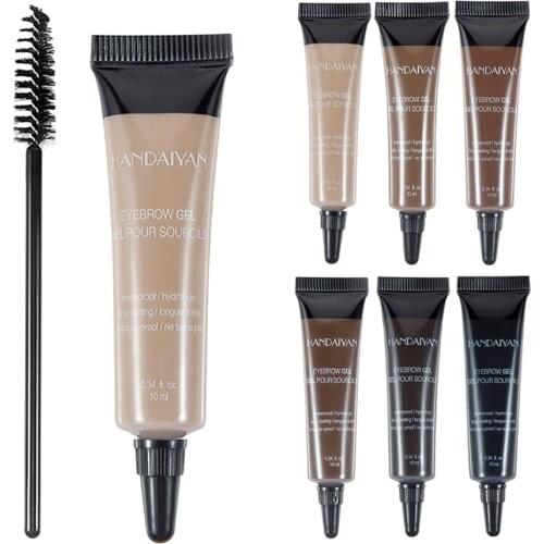 HANDANYAN Eyebrow Enhancer Makeup Henna Eyebrow Gel 6 Color Black Brown Waterproof Liquid Eye Brow Tint Brush Sets
