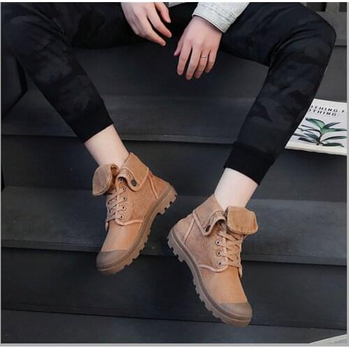 New Spring Autumn Canvas Shoes Men Ankle Boots Breathable Thick Hard Outsole Fashion Mens Boots Male Brand Footwear