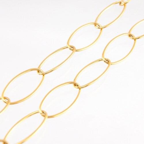 Stainless Steel Sell in meter big Oval Unique necklace women Long O link chain no clasp silver/gold color Male Jewelry collares