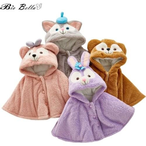Winter Animal Girls Coat Cute Thicken Warm Hooded Outerwear Fleece Clothes Cloak Bow Decor Coats Christmas Lovely Kids Outfits