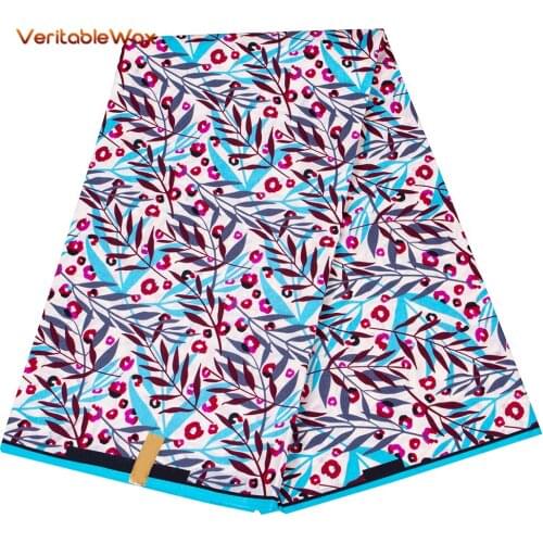 Printed Leaves African Wax Polyester Wax Fabric Wholesale High Quality Ankara Veritablewax African Wax Print Fabric fp6439