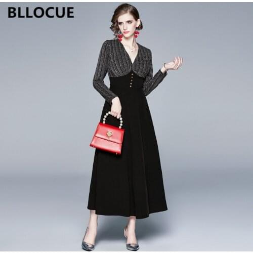 BLLOCUE Women Retro Elegance Dress Winter Autumn Vestidos De Fiesta De Noche Ladies Sexy Long Party Dresses Ropa Mujer Robe