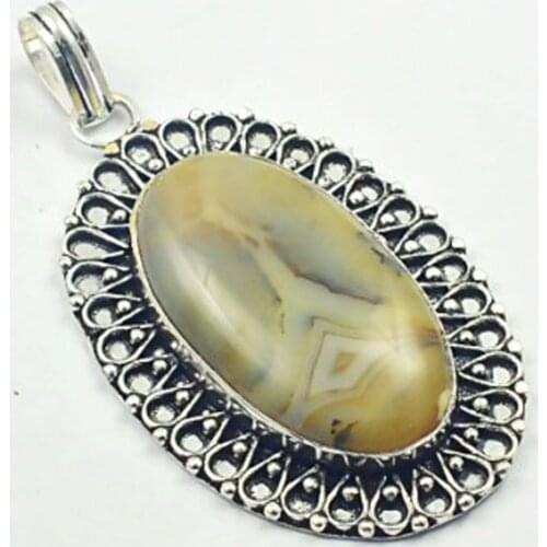 Agates Pendant Silver Overlay over Copper, Total Length: 70mm , P4075