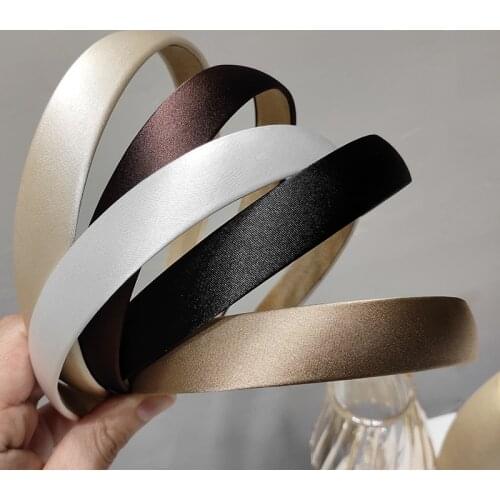 Hair band French thin side texture fashionable simple hairhoopsolid color retro gentle silk headband net red hair accessories