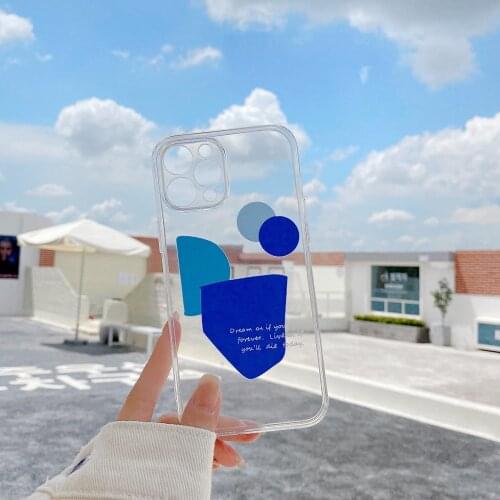 Klein Blue Geometric Figure English Clear Design Soft Phone Case for iPhone 12 Pro Max 11 Pro Max XR XS 7 8 Plus X Shell Cover