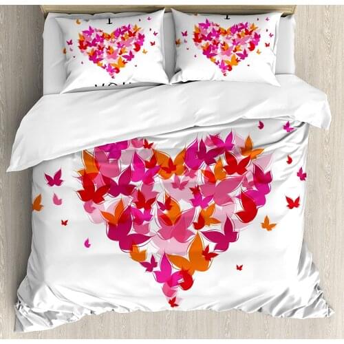 Love Heart Pattern White Cute 3D Luxury Comforter Bedding Set Duvet Cover Sets King Queen Double Full Single Size Home Dropship