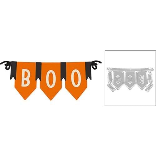 2020 New Halloween English Words Boo and Banner Lace Metal Cutting Dies For DIY Making Greeting Card Paper Scrapbooking No Stamp