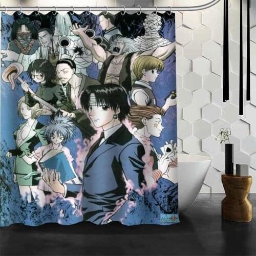 ShunQian HUNTERxHUNTER Anime Shower Curtain Polyester Fabric Bath Screens Curtains For Bathroom 3D Waterproof Bath Curtain Hook
