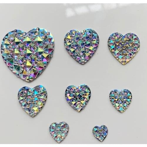 All size Crystal Resin Flatback Rhinestone Heart Crystal Stones Non Hotfix Scrapbook Strass for wedding Crafts -E18