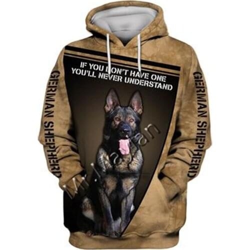 Unisex 3D German Shepherd Graphic Hoodie Harajuku Hoodie Alt Clothing Animal Crossing Streetwear Oversized Hoodie Pullover QW-63