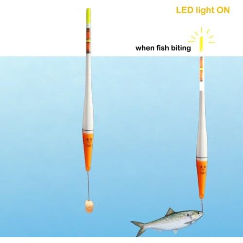 Smart Fishing Float Alarm Fish Bite Bait LED Light ON Automatic Night Electronic Buoy Strike Indicator Alert Intelligent Bobber