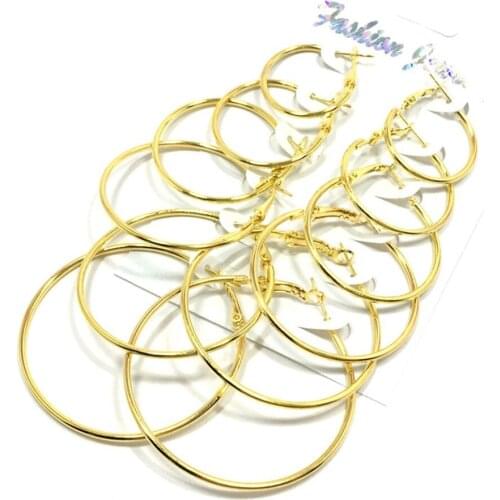 1 Pair/set Vintage Gold Color Big Circle Hoop Earrings for Women Steampunk Ear Clip Party Jewelry Accessories Gift