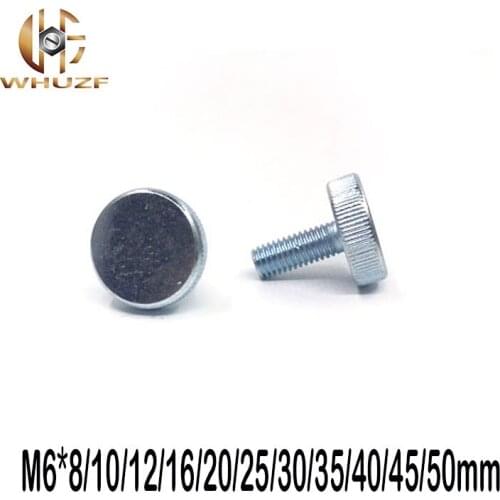 10Pcs DIN653 GB835 M6*8/10/12/16-50mm Knurling Flat Head Knurled Thumb Screw Hand Tighten Computer Screws