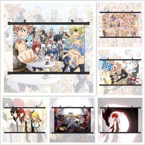 WTQ Fairy Tail Natsu Lucy Erza Anime Manga Retro Poster Canvas Painting Anime Posters Wall Decor Wall Art Picture Home Decor