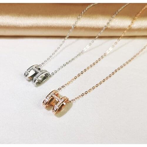 GorGor Necklace Women 925 Sterling Pattern The Letter H Mosaic Zirconia Pendant Temperament Engagement Cute Jewelry XL013