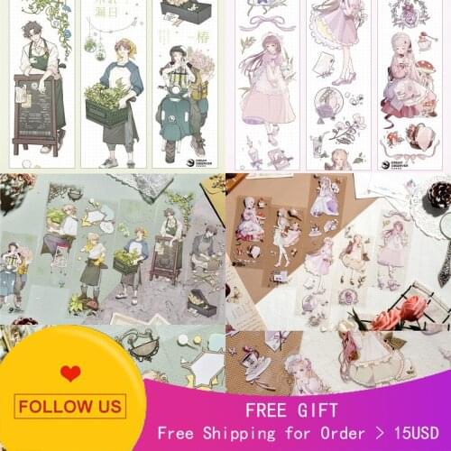 1 Loop Masking Tape Sample Dream Journal Poetry Flower House Bright Pet Figure Decoration