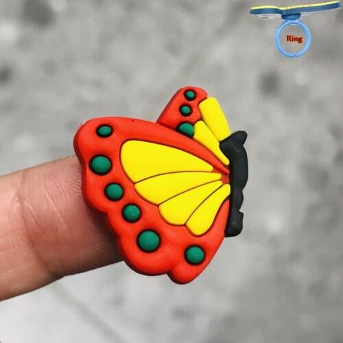 1PCS PVC Cute Butterfly Bee Baby Girls Finger Accessories Decoration Adjustable Ring Party Finger Ring For Kids Lovely Trinkets