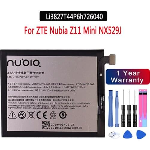 100% NEW Original battery 3.85V 2830mAh Li3827T44P6h726040 For ZTE Nubia Z11 Mini NX529J Battery+free tools