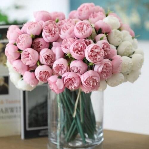 27 Heads Tea Rose Artificial Silk Flower Bouquet Home Hotel Table Decoration Fake Flower Wedding Bride Holding Floral Bouquet