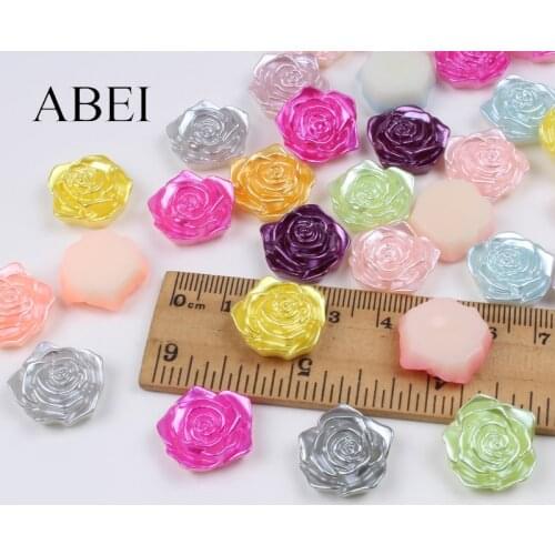 50pcs Mix Colors Resin Flower 18mm Flatback Rose For Scrapbook Wedding Decoration DIY Handmade Crafts Loose Beads Accessories