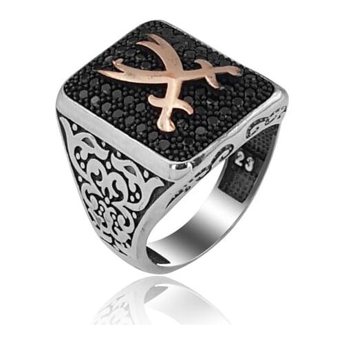 925 Silver Ottoman Sword Rings Resurrection Ertugrul Ring for Men